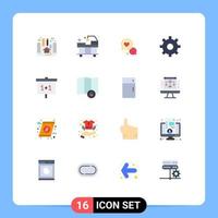 Group of 16 Modern Flat Colors Set for learning setting chat bubble multimedia couple chat Editable Pack of Creative Vector Design Elements