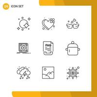 9 Outline concept for Websites Mobile and Apps server message heart application ducks Editable Vector Design Elements