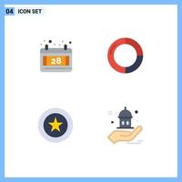 Modern Set of 4 Flat Icons and symbols such as calendar favorite business pie mosque Editable Vector Design Elements