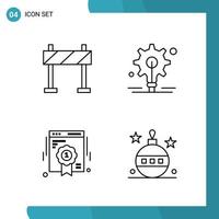 Vector Pack of 4 Outline Symbols Line Style Icon Set on White Background for Web and Mobile