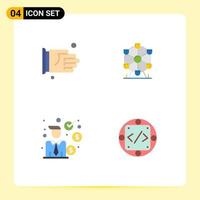 Mobile Interface Flat Icon Set of 4 Pictograms of hand investor office monument code Editable Vector Design Elements