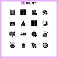 Set of 16 Modern UI Icons Symbols Signs for gift box money upload investment budget Editable Vector Design Elements