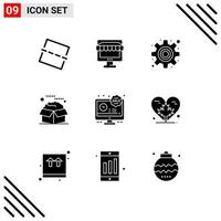 Solid Glyph Pack of 9 Universal Symbols of limited time service cog packages open Editable Vector Design Elements