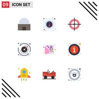 Group of 9 Modern Flat Colors Set for female card about timer stopwatch Editable Vector Design Elements