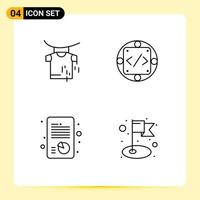 Set of 4 Modern UI Icons Symbols Signs for clothes management code management strategic Editable Vector Design Elements