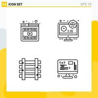 Collection of 4 Universal Line Icons Icon Set for Web and Mobile vector