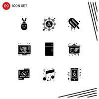 9 Universal Solid Glyphs Set for Web and Mobile Applications home fridge cream appliances global Editable Vector Design Elements