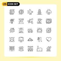 Pack of 25 creative Lines of print printer plane options control Editable Vector Design Elements