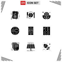 Universal Icon Symbols Group of 9 Modern Solid Glyphs of card service ecology logistic delivery Editable Vector Design Elements