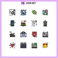 paquete de iconos de vectores de stock de 16 signos y símbolos de línea para la configuración de la ubicación de destino elementos de diseño de vectores creativos editables de resorte de pasador