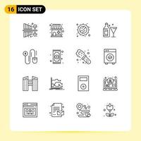 16 Universal Outline Signs Symbols of rug dollar sunny mouse bottle Editable Vector Design Elements