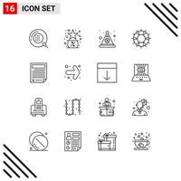 Set of 16 Vector Outlines on Grid for save lifebuoy like help festival Editable Vector Design Elements