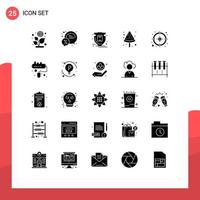 Group of 25 Solid Glyphs Signs and Symbols for target business package summer pizza Editable Vector Design Elements