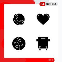 Creative Set of 4 Universal Glyph Icons isolated on White Background vector