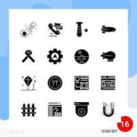 Modern Pack of 16 Icons Solid Glyph Symbols isolated on White Backgound for Website designing vector