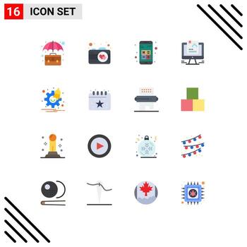 conjunto moderno de 16 colores planos pictograma de cv usuario agregar interacción de perfil paquete editable de elementos de diseño de vectores creativos