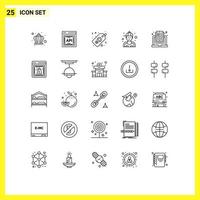 25 Universal Line Signs Symbols of computer repair label plumber man Editable Vector Design Elements