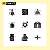 Pack of 9 Modern Solid Glyphs Signs and Symbols for Web Print Media such as user selection growth focus sauce Editable Vector Design Elements