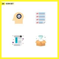 Editable Vector Line Pack of 4 Simple Flat Icons of face page bars four print Editable Vector Design Elements