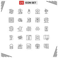 25 User Interface Line Pack of modern Signs and Symbols of culture product finger logistic delivery Editable Vector Design Elements