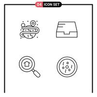 paquete de iconos de vector de stock de 4 signos y símbolos de línea para elementos de diseño de vector editables de plato de buzón de mapa de búsqueda creativa