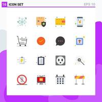 16 Thematic Vector Flat Colors and Editable Symbols of shopping online money ecommerce reminder Editable Pack of Creative Vector Design Elements