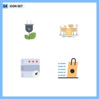 Flat Icon Pack of 4 Universal Symbols of biomass database power instrument server Editable Vector Design Elements