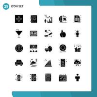 25 User Interface Solid Glyph Pack of modern Signs and Symbols of agreement seo chart marketing person Editable Vector Design Elements