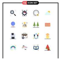 Group of 16 Modern Flat Colors Set for sun sky chart currency dollar Editable Pack of Creative Vector Design Elements