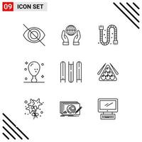 conjunto perfecto de píxeles de iconos de 9 líneas conjunto de iconos de esquema para el diseño de sitios web y la interfaz de aplicaciones móviles vector