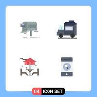 4 Universal Flat Icons Set for Web and Mobile Applications campaigns beach newsletter car dinner Editable Vector Design Elements