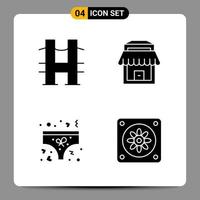 4 Black Icon Pack Glyph Symbols Signs for Responsive designs on white background 4 Icons Set vector