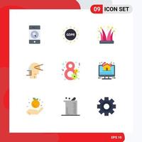 Universal Icon Symbols Group of 9 Modern Flat Colors of provider leader buffoon forward joker cap Editable Vector Design Elements