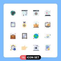 16 User Interface Flat Color Pack of modern Signs and Symbols of school video play interface touch play audio play Editable Pack of Creative Vector Design Elements