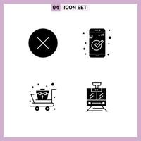 Stock Vector Icon Pack of 4 Line Signs and Symbols for error cart multimedia essential supplies Editable Vector Design Elements