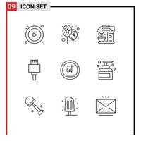 Pack of 9 creative Outlines of cleaning bangladeshi coffee machine bangladesh electronic Editable Vector Design Elements