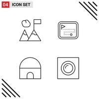 Set of 4 Modern UI Icons Symbols Signs for business islamic building map flag interior Editable Vector Design Elements