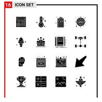 16 General Icons for website design print and mobile apps 16 Glyph Symbols Signs Isolated on White Background 16 Icon Pack vector