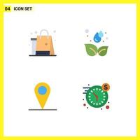 User Interface Pack of 4 Basic Flat Icons of shopping location cloths green interface Editable Vector Design Elements