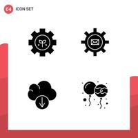 4 Universal Solid Glyphs Set for Web and Mobile Applications environment cloud setting email download Editable Vector Design Elements