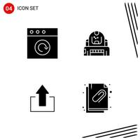 Collection of 4 Vector Icons in solid style Pixle Perfect Glyph Symbols for Web and Mobile Solid Icon Signs on White Background 4 Icons