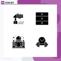 Group of 4 Modern Solid Glyphs Set for mixer mahal blender home appliances india Editable Vector Design Elements