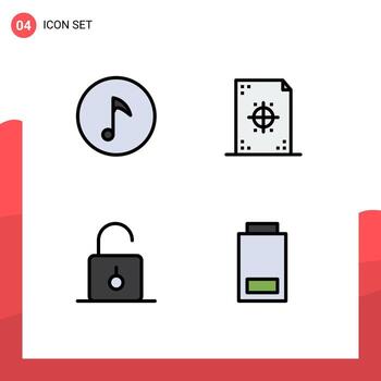 Stock Vector Icon Pack of 4 Line Signs and Symbols for key padlock coding paper security Editable Vector Design Elements