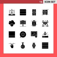 16 Icon Pack Solid Style Glyph Symbols on White Background Simple Signs for general designing vector