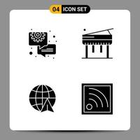 4 Black Icon Pack Glyph Symbols Signs for Responsive designs on white background 4 Icons Set vector