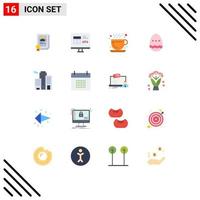 Group of 16 Flat Colors Signs and Symbols for business egg error easter egg decoration Editable Pack of Creative Vector Design Elements