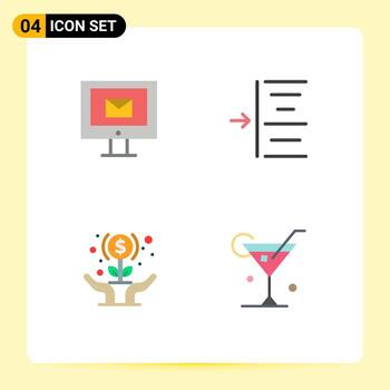 Stock Vector Icon Pack of 4 Line Signs and Symbols for computer growth service text investment Editable Vector Design Elements