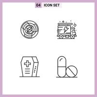 Mobile Interface Line Set of 4 Pictograms of complexity truck concept maze halloween Editable Vector Design Elements