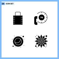 4 Icons Solid style Creative Glyph Symbols Black Solid Icon Sign Isolated on White Background vector