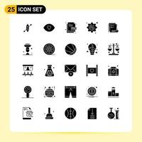 25 User Interface Solid Glyph Pack of modern Signs and Symbols of financial setting creative gear file type Editable Vector Design Elements